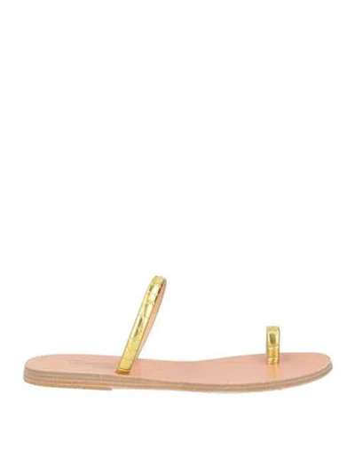 Ancient Greek Sandals Crocodile-embossed Sandals In Gold