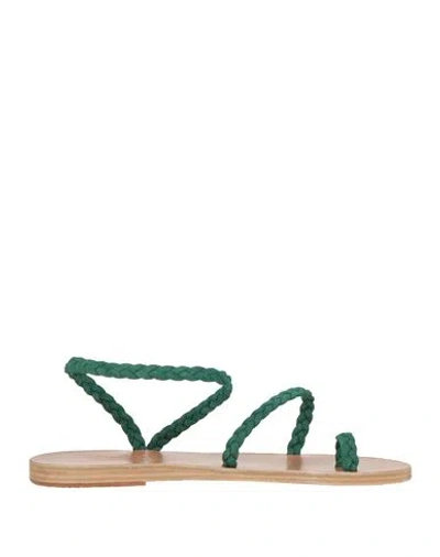 Ancient Greek Sandals Woman Toe Strap Sandals Green Size 10 Soft Leather
