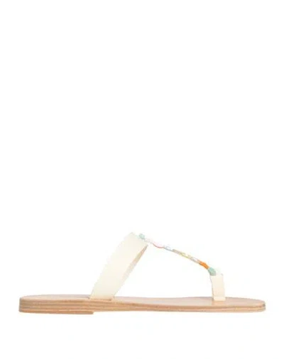 Ancient Greek Sandals Woman Thong Sandal Ivory Size 8 Leather