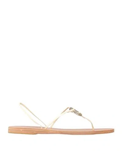 Ancient Greek Sandals Woman Thong Sandal Ivory Size 8 Textile Fibers In White