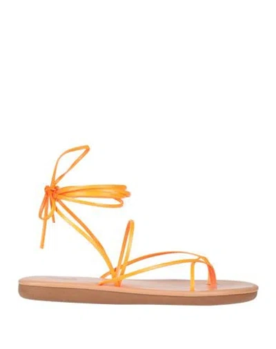 Ancient Greek Sandals Woman Thong Sandal Orange Size 7 Leather