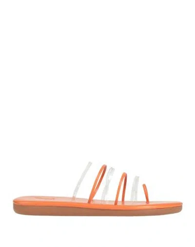 Ancient Greek Sandals Woman Thong Sandal Orange Size 7 Leather, Plastic