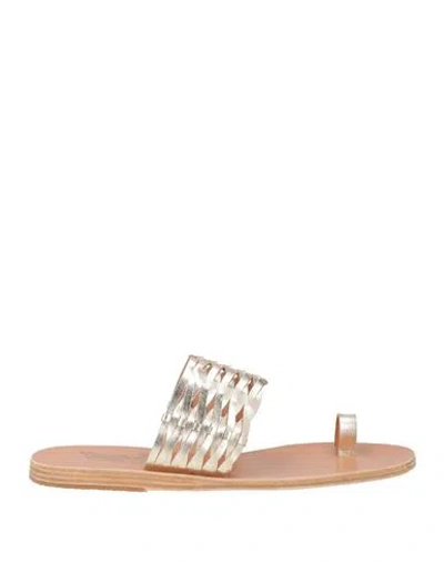 Ancient Greek Sandals Woman Thong Sandal Platinum Size 10 Cowhide In Gold