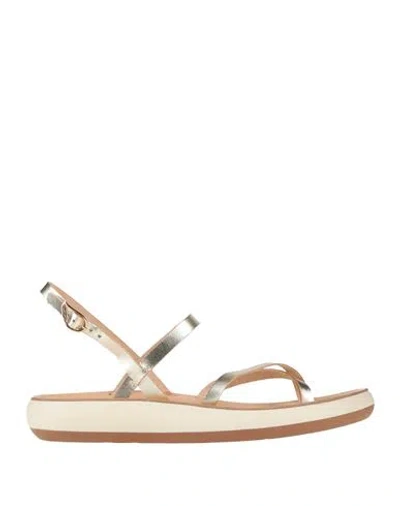 Ancient Greek Sandals Woman Thong Sandal Platinum Size 11 Leather In Grey