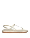 Ancient Greek Sandals Lito Logo-debossed Metallic Leather Sandals In Grey