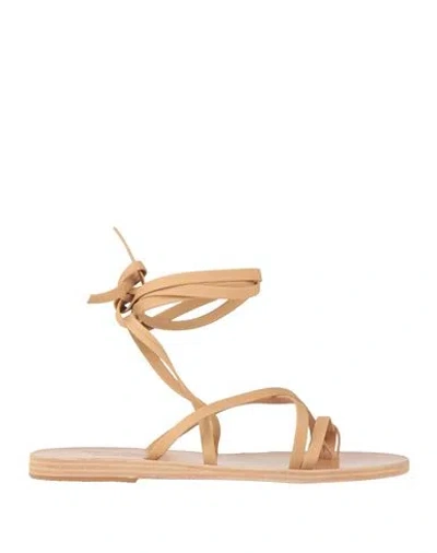 Ancient Greek Sandals Woman Thong Sandal Sand Size 8 Soft Leather In Beige