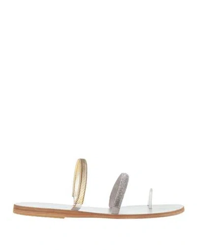 Ancient Greek Sandals Woman Thong Sandal Silver Size 11 Soft Leather