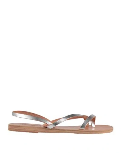 Ancient Greek Sandals Woman Thong Sandal Silver Size 7 Leather
