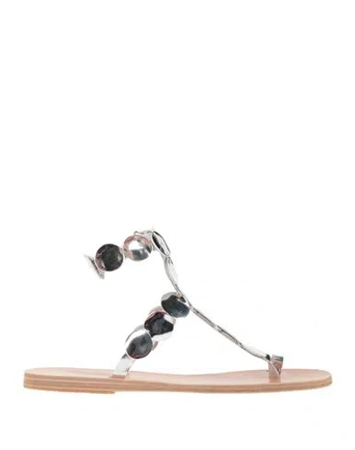 Ancient Greek Sandals Woman Thong Sandal Silver Size 7 Synthetic Material
