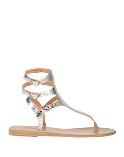 Ancient Greek Sandals Woman Thong Sandal Silver Size 8 Leather