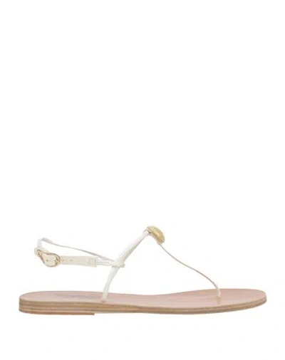 Ancient Greek Sandals Woman Thong Sandal White Size 7 Leather
