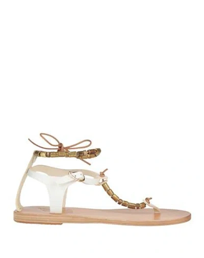 Ancient Greek Sandals Woman Thong Sandal White Size 6 Soft Leather