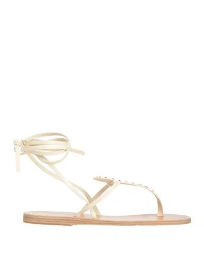 Ancient Greek Sandals Woman Thong Sandal White Size 10 Leather