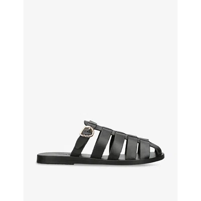 ANCIENT GREEK SANDALS WOMENS BLACK COSMIA LEATHER SANDALS EUR 37 / 4 UK