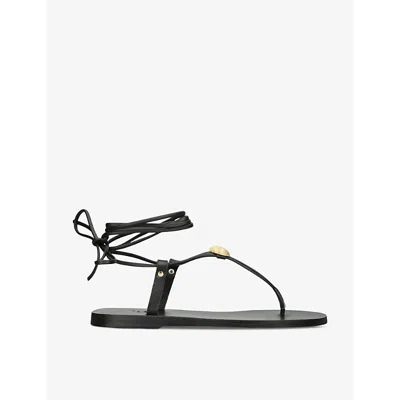 Ancient Greek Sandals Persephone Embellished Sandals In Black