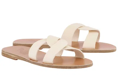 Ancient Greek Sandals White Desmos Double Strap Leather Sandals