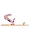 Ancient Greek Sandals Women's Elounda Leather Flat Sandals In Pink Multi