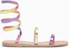 Ancient Greek Sandals Laminated Effect Leather Gladiator Sandals In Multicolor