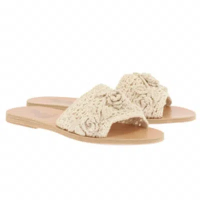 Ancient Greek Sandals Women's Taygete Crochet Flat Sandals In Ecru In White
