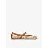 Ancient Greek Sandals Aerati Leather-trimmed Woven Raffia Ballet Flats In Beige