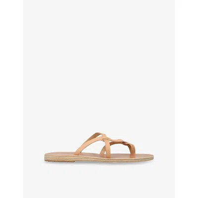 ANCIENT GREEK SANDALS WOMENS BEIGE ARMOS LEATHER FLAT SANDALS EUR 40 / 7 UK