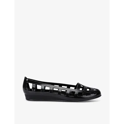 ANCIENT GREEK SANDALS WOMENS BLACK ELLI WEDGE-HEEL MESH-TEXTURED PVC FLATS EUR 39 / 6 UK