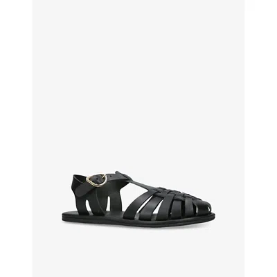 Ancient Greek Sandals Leather Karina Fisherman Sandals In Schwarz