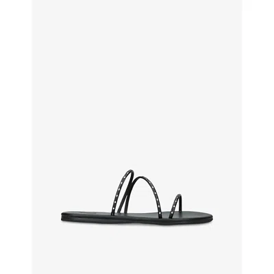 Ancient Greek Sandals Womens Black Lynx Flat Leather Sandals Eur 39 / 6 Uk