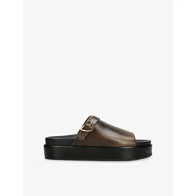 Ancient Greek Sandals Arachova Platform Leather Mules In Green