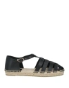 Ancient Greek Sandals X Castañer Castañer  Woman Espadrilles Black Size 7.5 Leather
