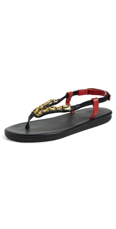 Ancient Greek Sandals Zoi Crystal Sandals Amber/red