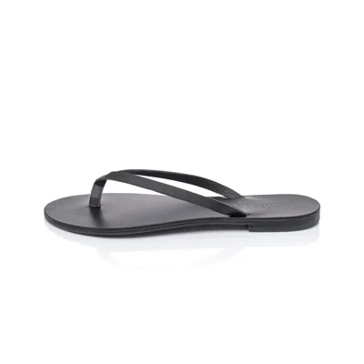 Ancientoo Achelois Black Handcrafted Leather Flip Flop Sandal For Women