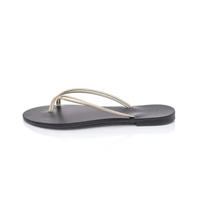 Ancientoo Aphaea Cord Gold Handcrafted Leather Flip Flop Sandal For Women