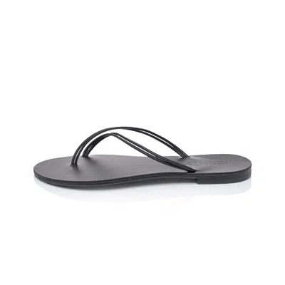 Ancientoo Black Aphaea Cord Handcrafted Leather Flip Flop Sandal For Women