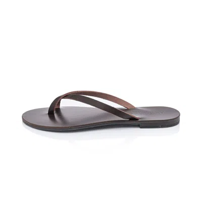 Ancientoo Brown Aphaea Chocolate Handcrafted Leather Flip Flop Sandal For Women Dressy Thong Sandals For Women