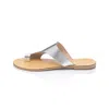 Ancientoo Celaeno Silver Leather Contemporary Fashion Flip Flops With Toe Ring – Women's Leather Slide Sandal In Silver