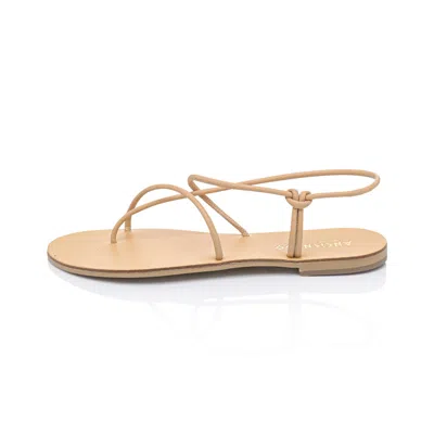 Ancientoo Neutrals Iaso Cord Nude Handcrafted Women's Leather Sandals With A Lasso Style Strap In Black/brown