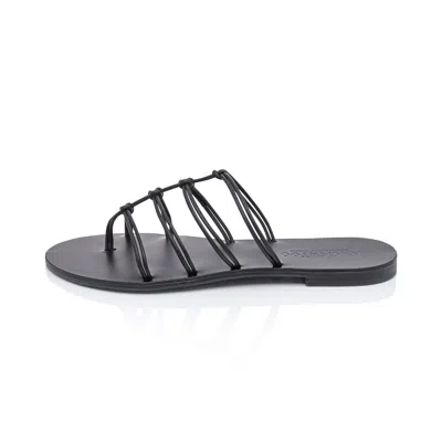 Ancientoo Women's Black Meli Cord Designer Slide Strappy Flip Flop Sandals For Casual Fashion