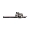 Ancientoo Women's Black Slides Hecate Zebra Print In Black