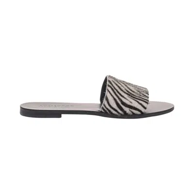 Ancientoo Women's Black Slides Hecate Zebra Print