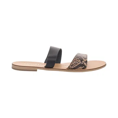 Ancientoo Women's Brown / Black Comfortable Slides Ceto Brown Python Print-black In Brown/black