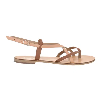 Ancientoo Women's Neutrals Comfortable Leather Sandals Calliope Nude-tan In Black/brown