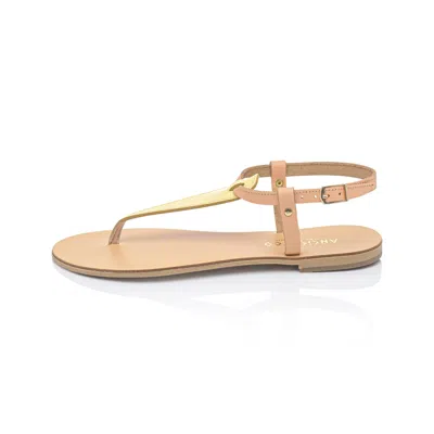 Ancientoo Women's Neutrals / Yellow / Orange T-strap Sandals Calypso Lemon/natural In Yellow/orange