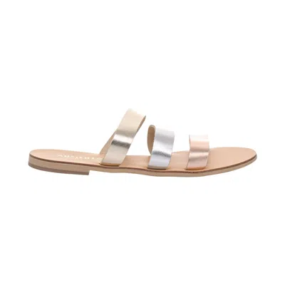 Ancientoo Women's Silver / Rose Gold Slides Harmonia Copper In Silver/rose Gold