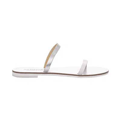 Ancientoo Women's Silver / White Clio Leather Slides - Silver, White In Silver/white