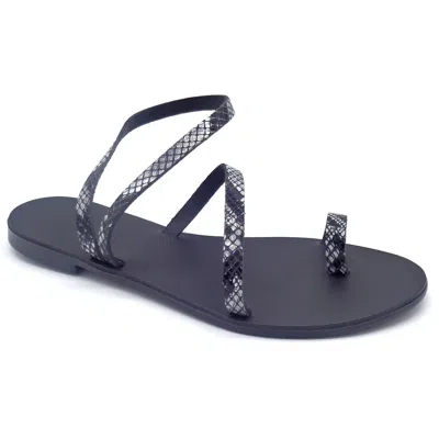 Ancientoo Women's Toe Ring Sandals Mania Black Boa Print