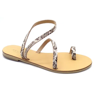 Ancientoo Women's Toe Ring Sandals Mania White Boa Print