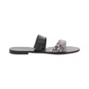 Ancientoo Women's White / Black Comfortable Slides Ceto White Python Print-black In White/black