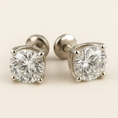 Ancona Jewelry 14k White Gold 4 Carat Lab Grown Diamond Stud Earrings E Vs1 Igi Certified Screw Back