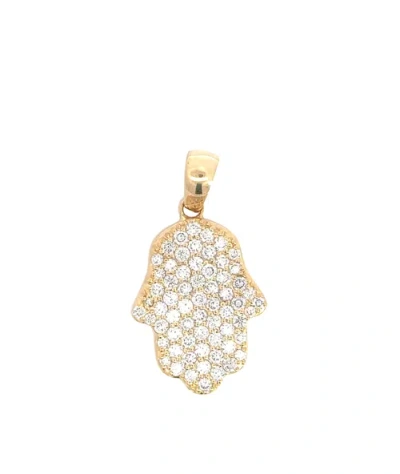 Ancona Jewelry 14k Yellow Gold Lab Grown Diamond Hamsa Pendant